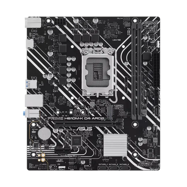 Материнская плата ASUS PRIME H610M-K D4 ARGB, LGA1700 2xDDR4 4xSATA3 M.2 1xHDMI 2xARGB mATX