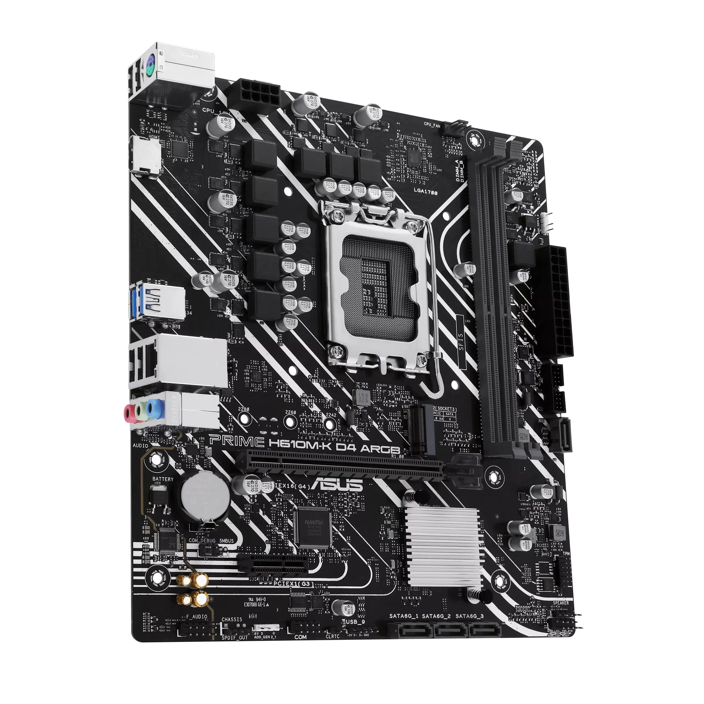 Материнская плата ASUS PRIME  H610M-K D4 ARGB, LGA1700 2xDDR4 4xSATA3 M.2 1xHDMI 2xARGB mATX — фото 4