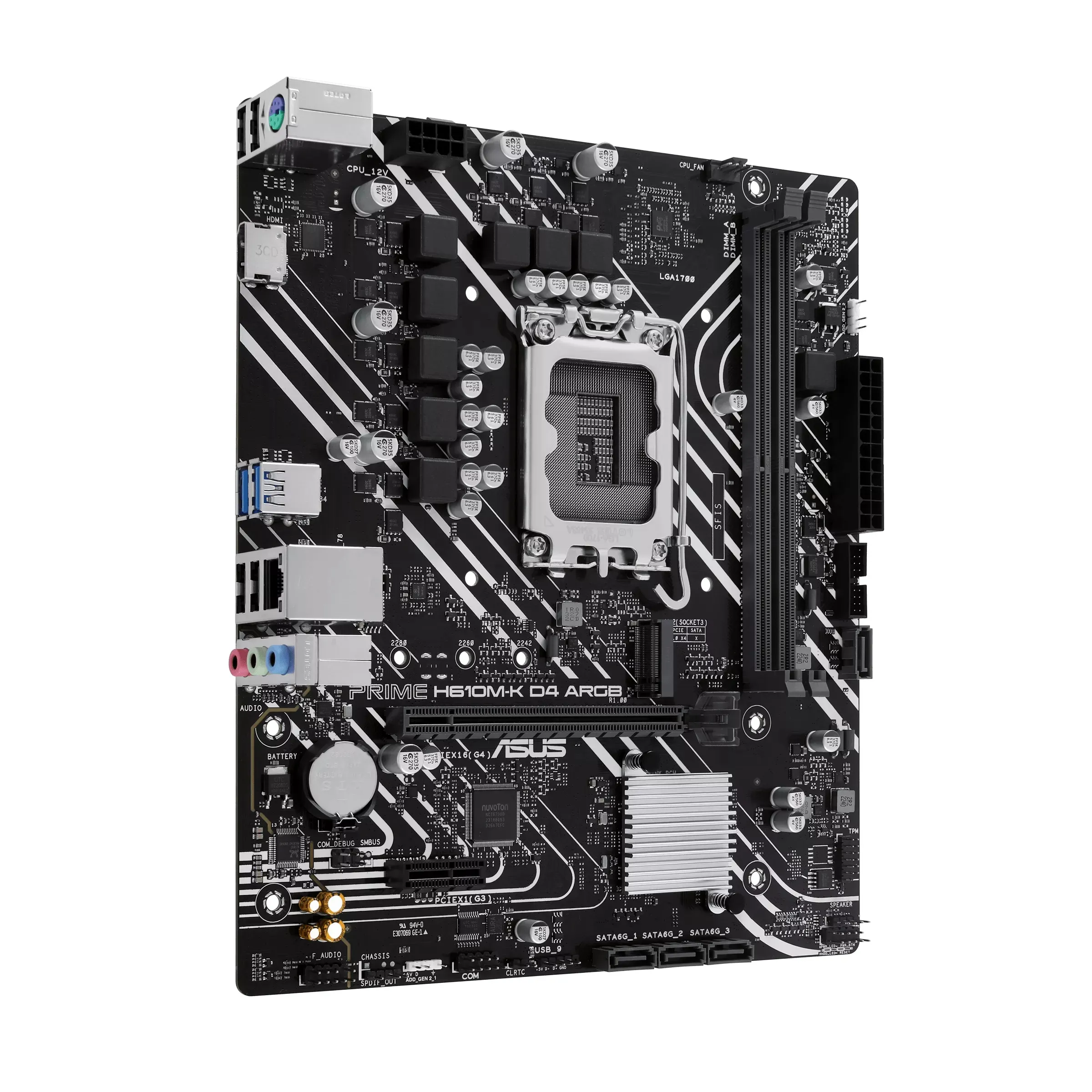 Материнская плата ASUS PRIME  H610M-K D4 ARGB, LGA1700 2xDDR4 4xSATA3 M.2 1xHDMI 2xARGB mATX — фото 2