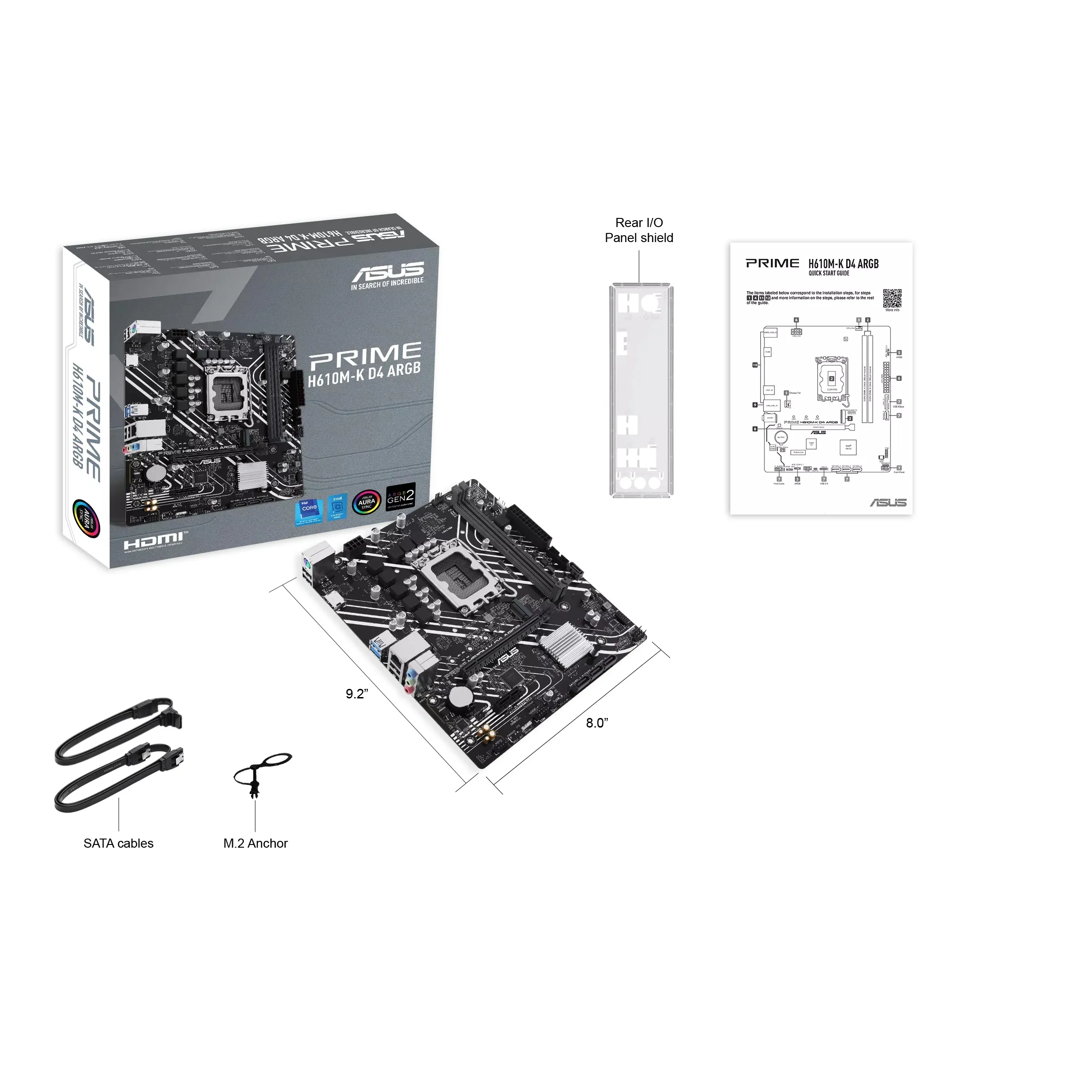 Материнская плата ASUS PRIME  H610M-K D4 ARGB, LGA1700 2xDDR4 4xSATA3 M.2 1xHDMI 2xARGB mATX — фото 5