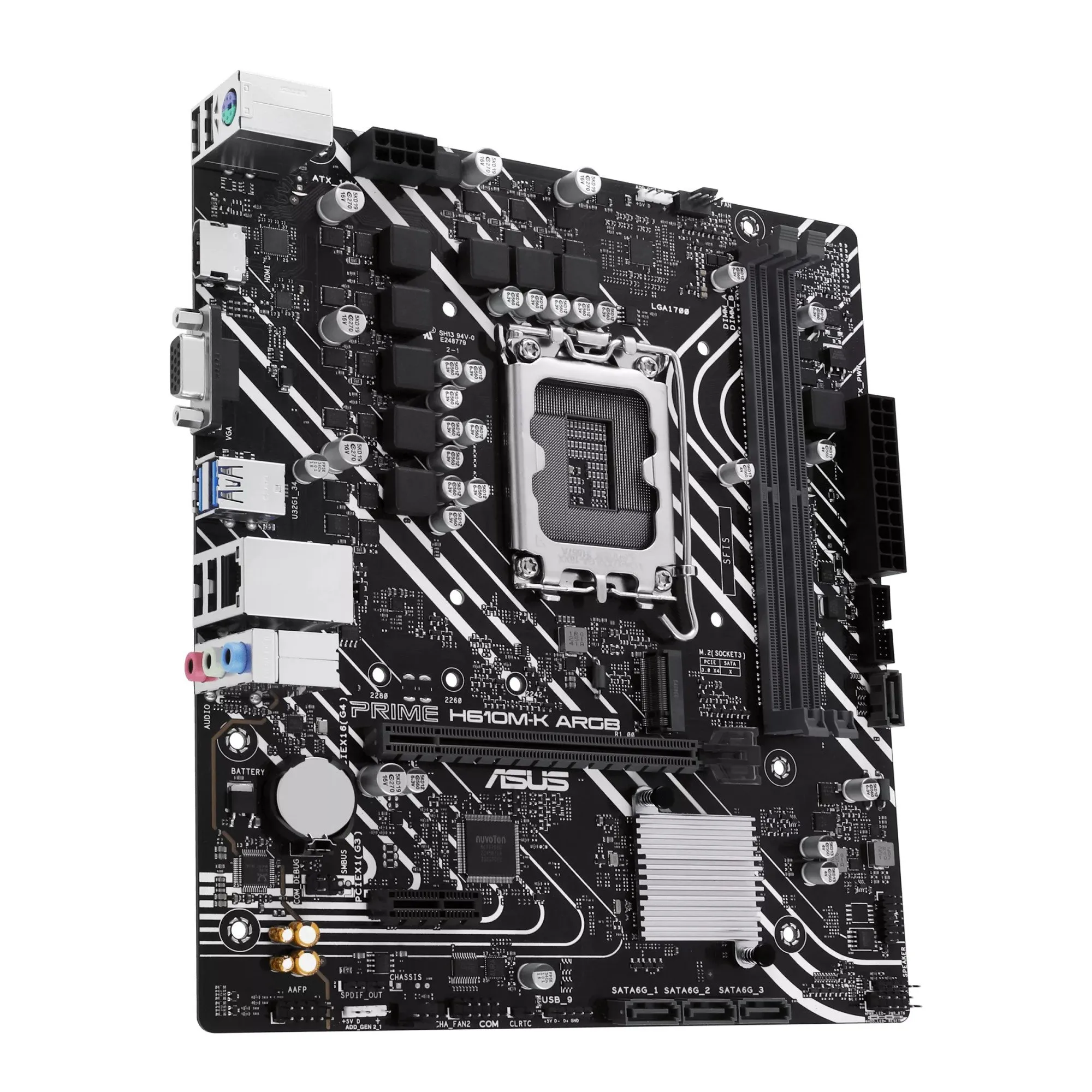 Материнская плата ASUS PRIME  H610M-K ARGB, LGA1700 2xDDR5 4xSATA3 M.2 VGA HDMI mATX — фото 3