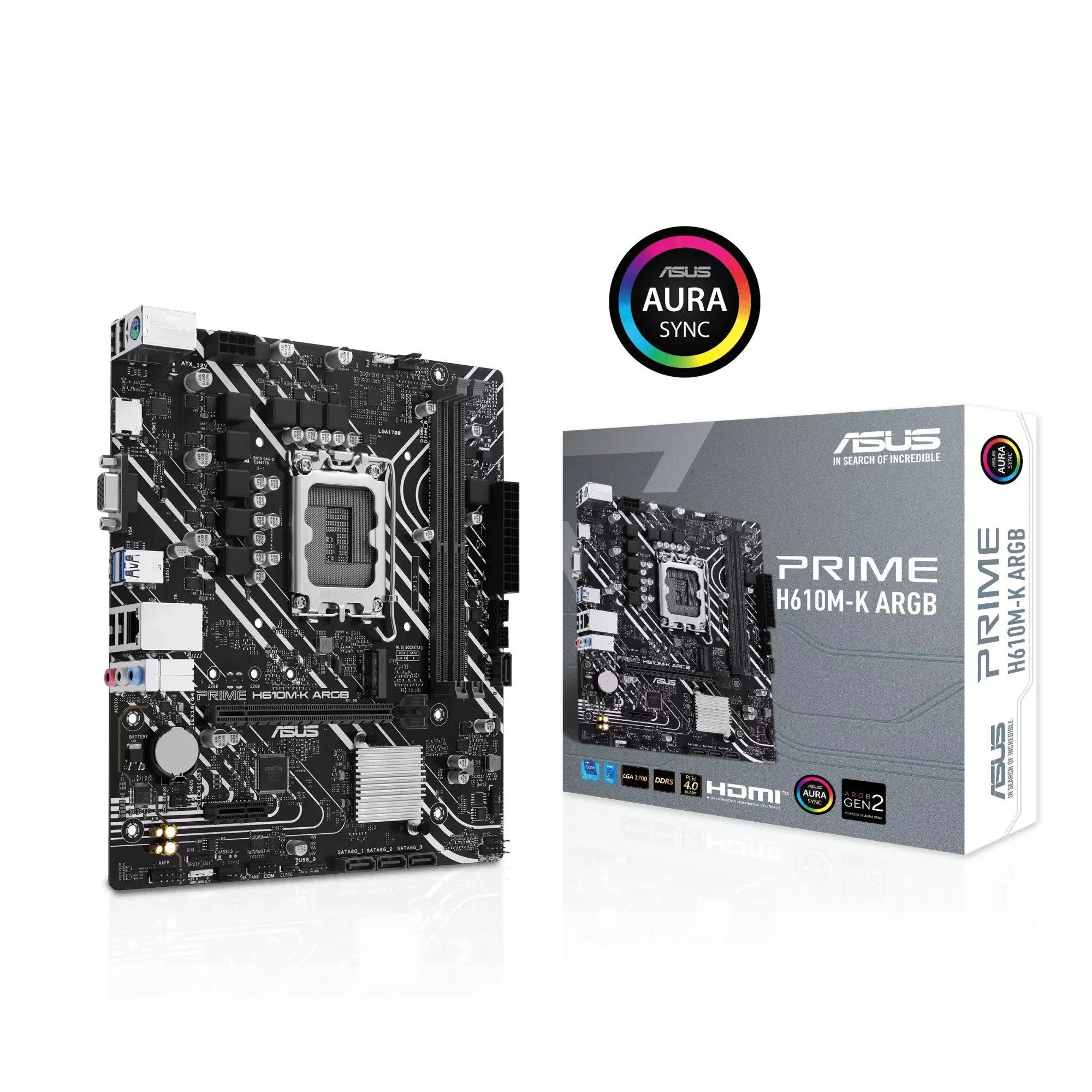 Материнская плата ASUS PRIME  H610M-K ARGB, LGA1700 2xDDR5 4xSATA3 M.2 VGA HDMI mATX — фото 7