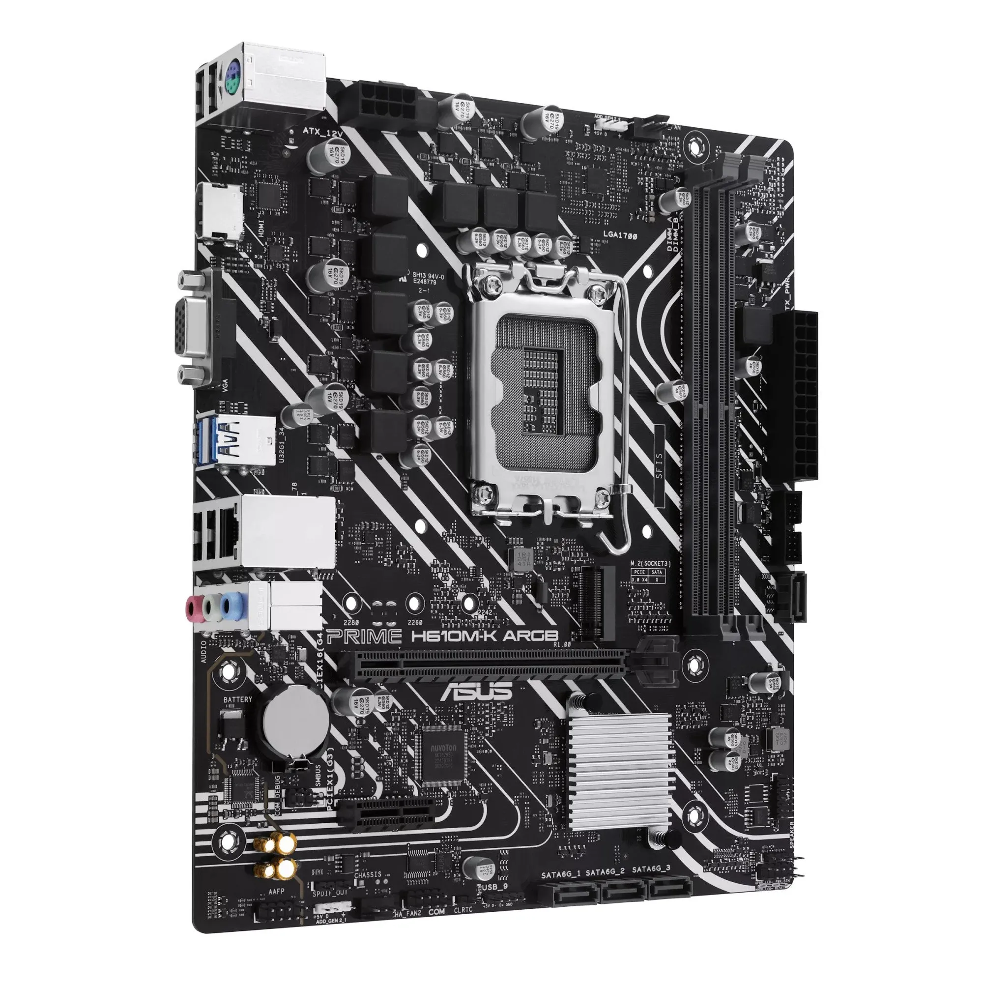 Материнская плата ASUS PRIME  H610M-K ARGB, LGA1700 2xDDR5 4xSATA3 M.2 VGA HDMI mATX — фото 2