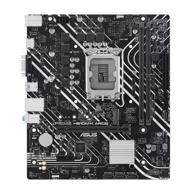 Материнская плата ASUS PRIME  H610M-K ARGB, LGA1700 2xDDR5 4xSATA3 M.2 VGA HDMI mATX