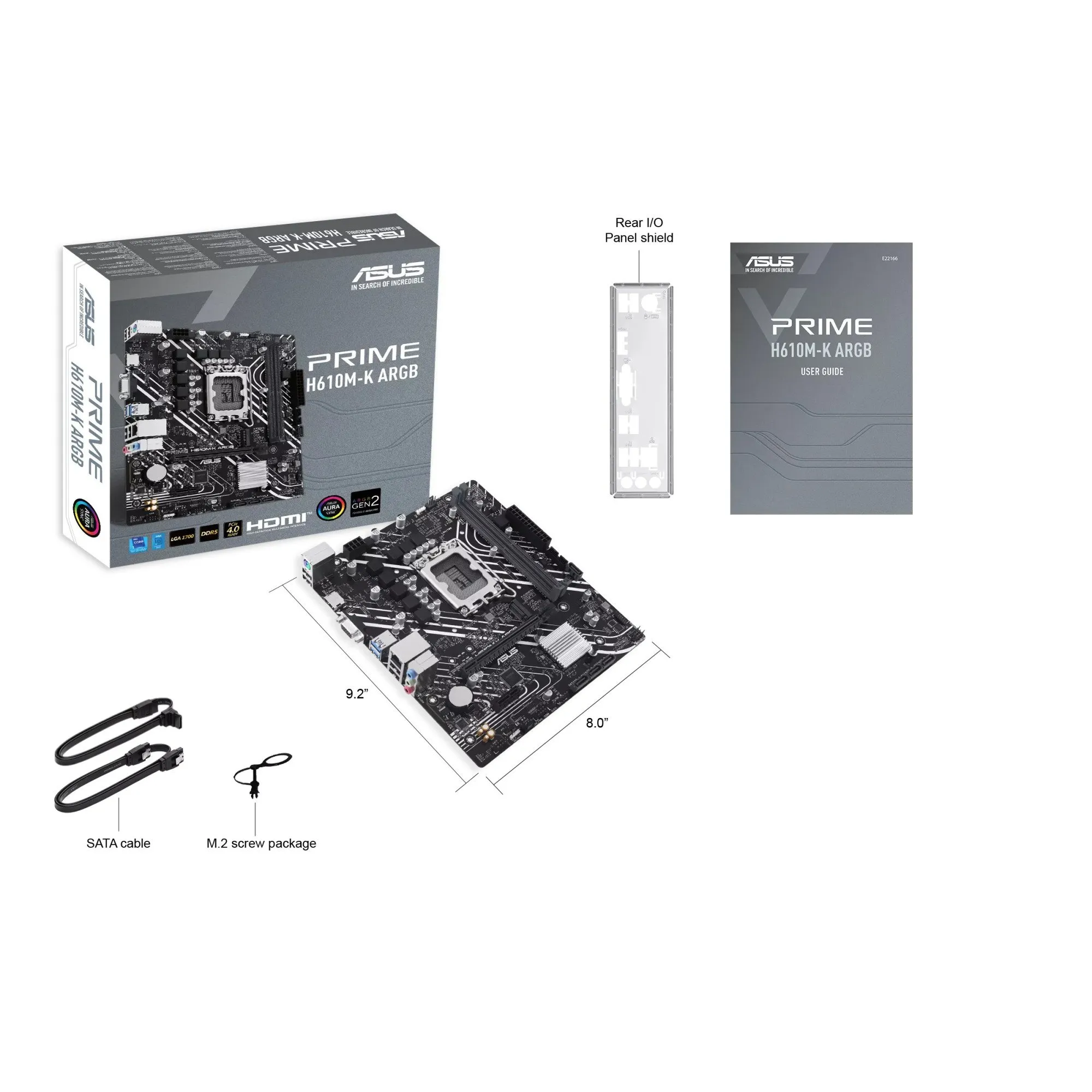 Материнская плата ASUS PRIME  H610M-K ARGB, LGA1700 2xDDR5 4xSATA3 M.2 VGA HDMI mATX — фото 6