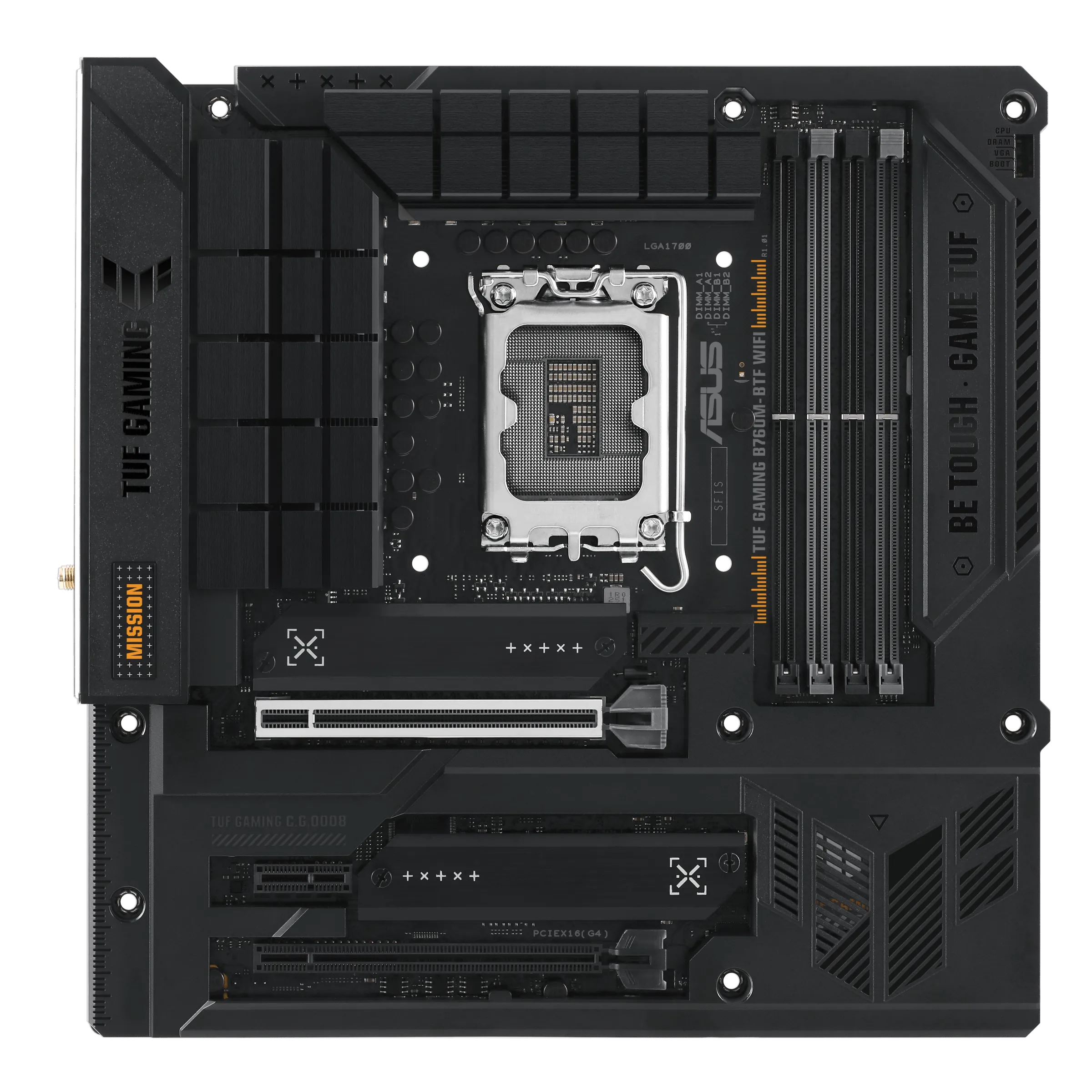 Материнская плата ASUS TUF GAMING B760M-BTF WIFI, LGA1700 4xDDR5 4xSATA3 3xM.2 RAID HDMI DP mATX