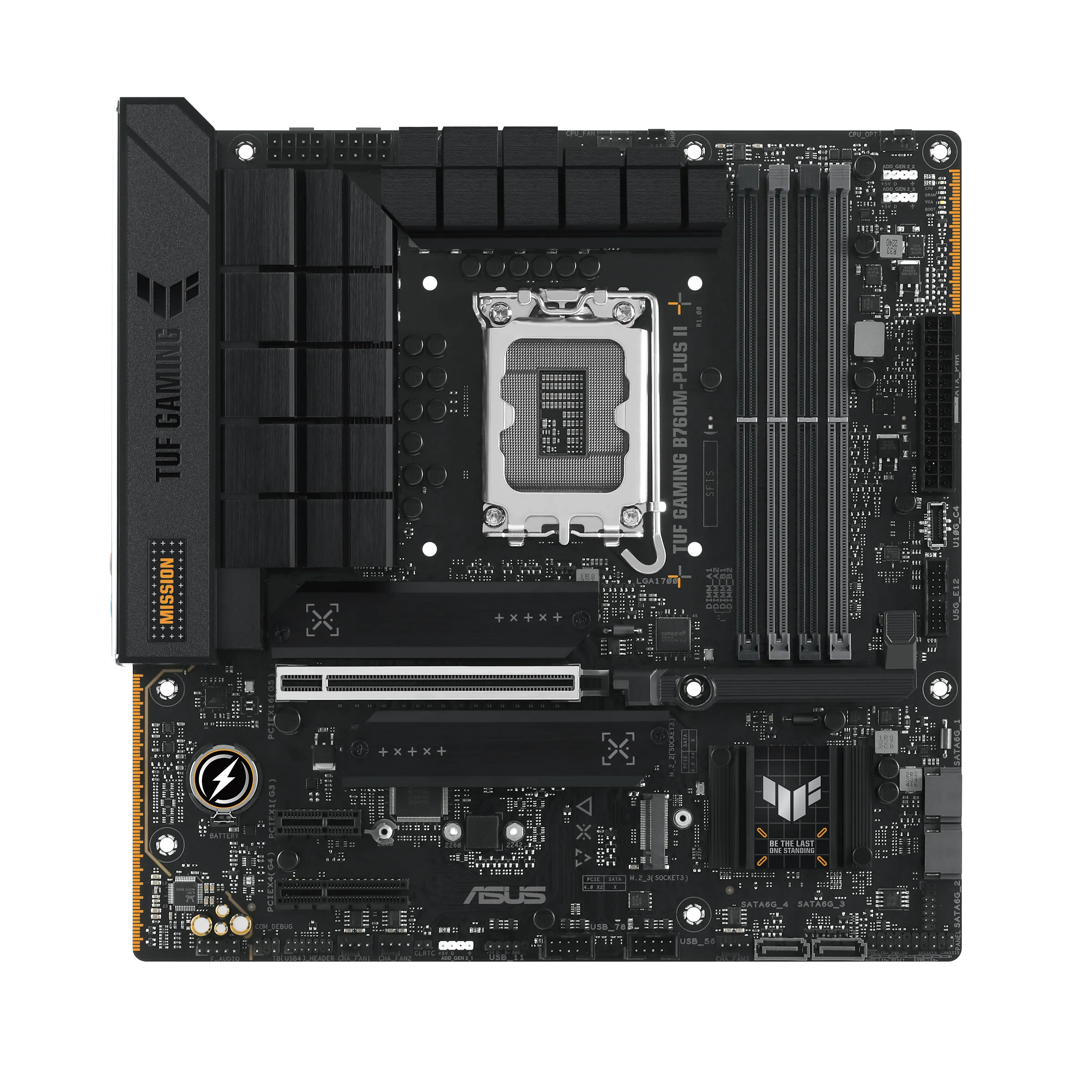 Материнская плата ASUS TUF GAMING B760M-PLUS II, LGA1700 4xDDR5 4xSATA3 3xM.2 RAID HDMI DP mATX