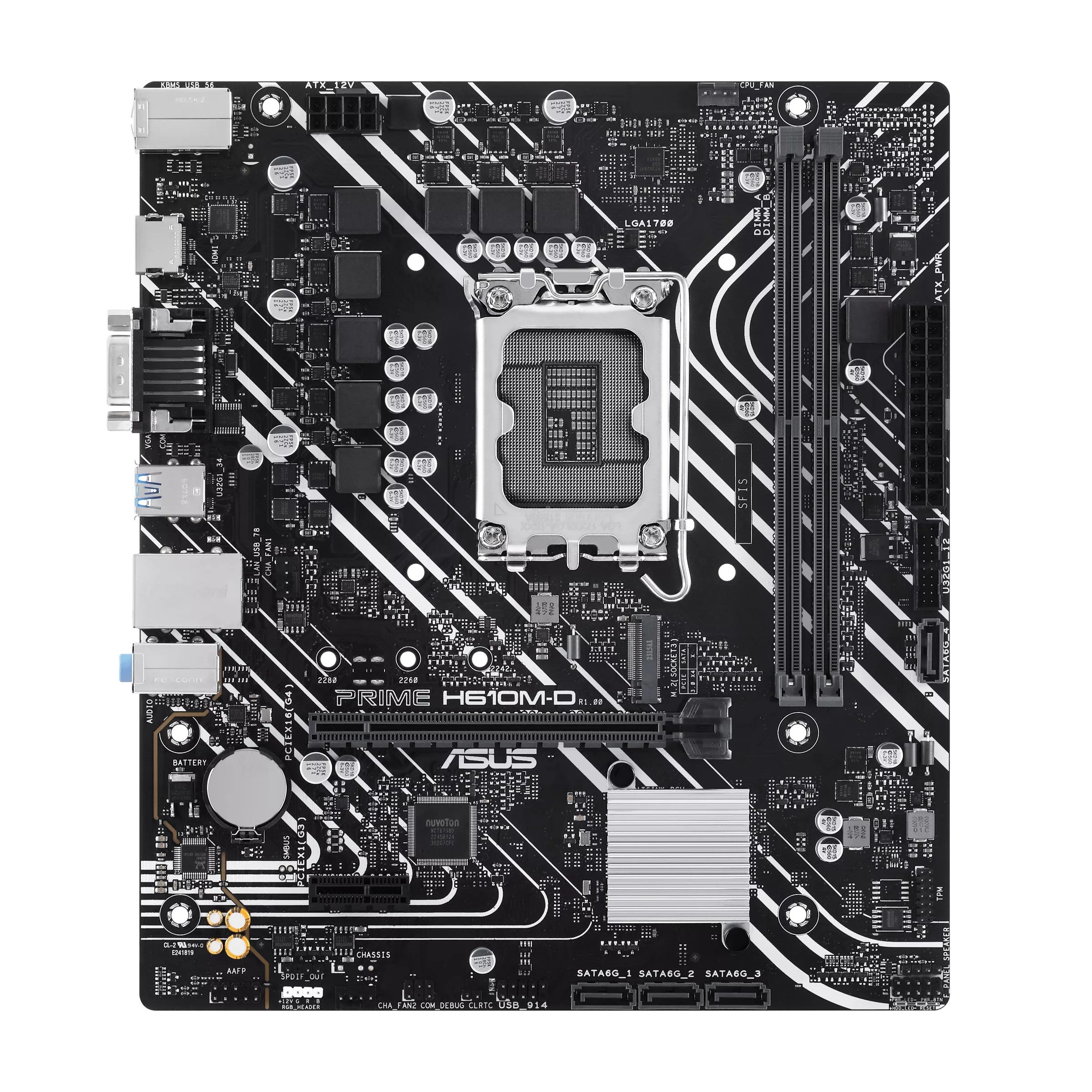 Материнская плата ASUS PRIME  H610M-D, LGA1700 2xDDR5 4xSATA3 M.2 1xVGA 1xHDMI 1xCOM mATX