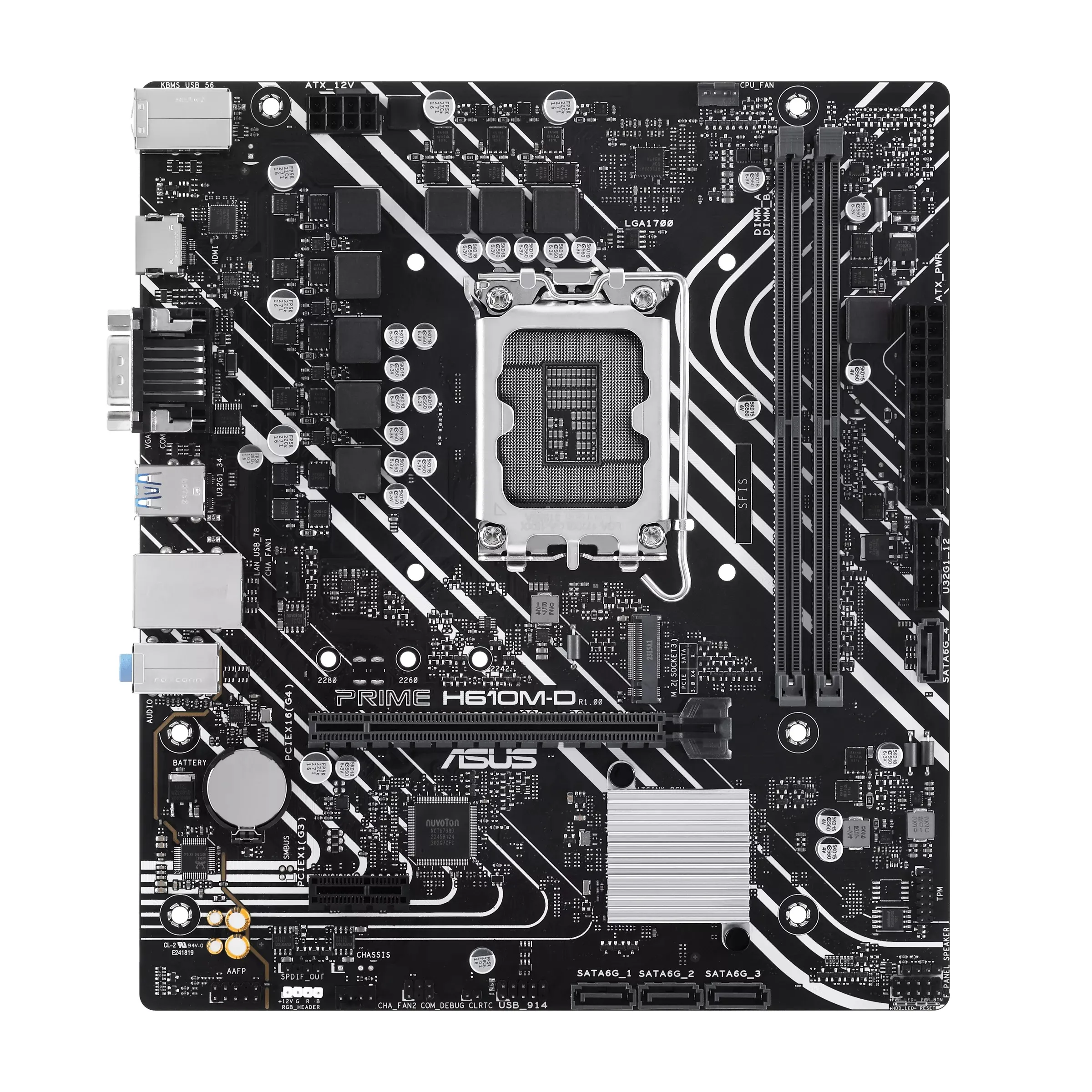 Материнская плата ASUS PRIME H610M-D, LGA1700 2xDDR5 4xSATA3 M.2 1xVGA 1xHDMI 1xCOM mATX — фото 1