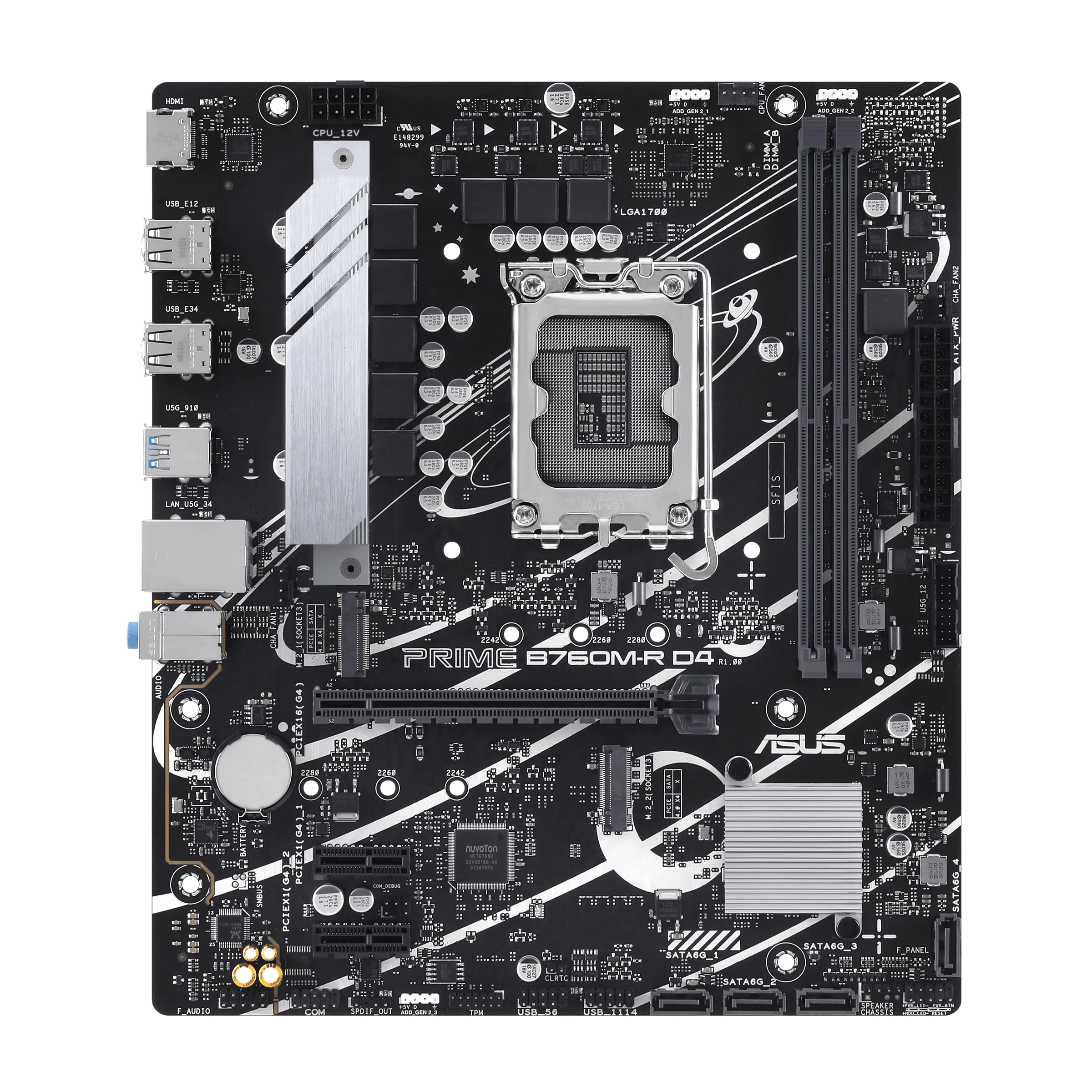 Материнская плата ASUS PRIME B760M-R D4, LGA1700 2xDDR4 4xSATA3 2xM.2 RAID 1xHDMI mATX