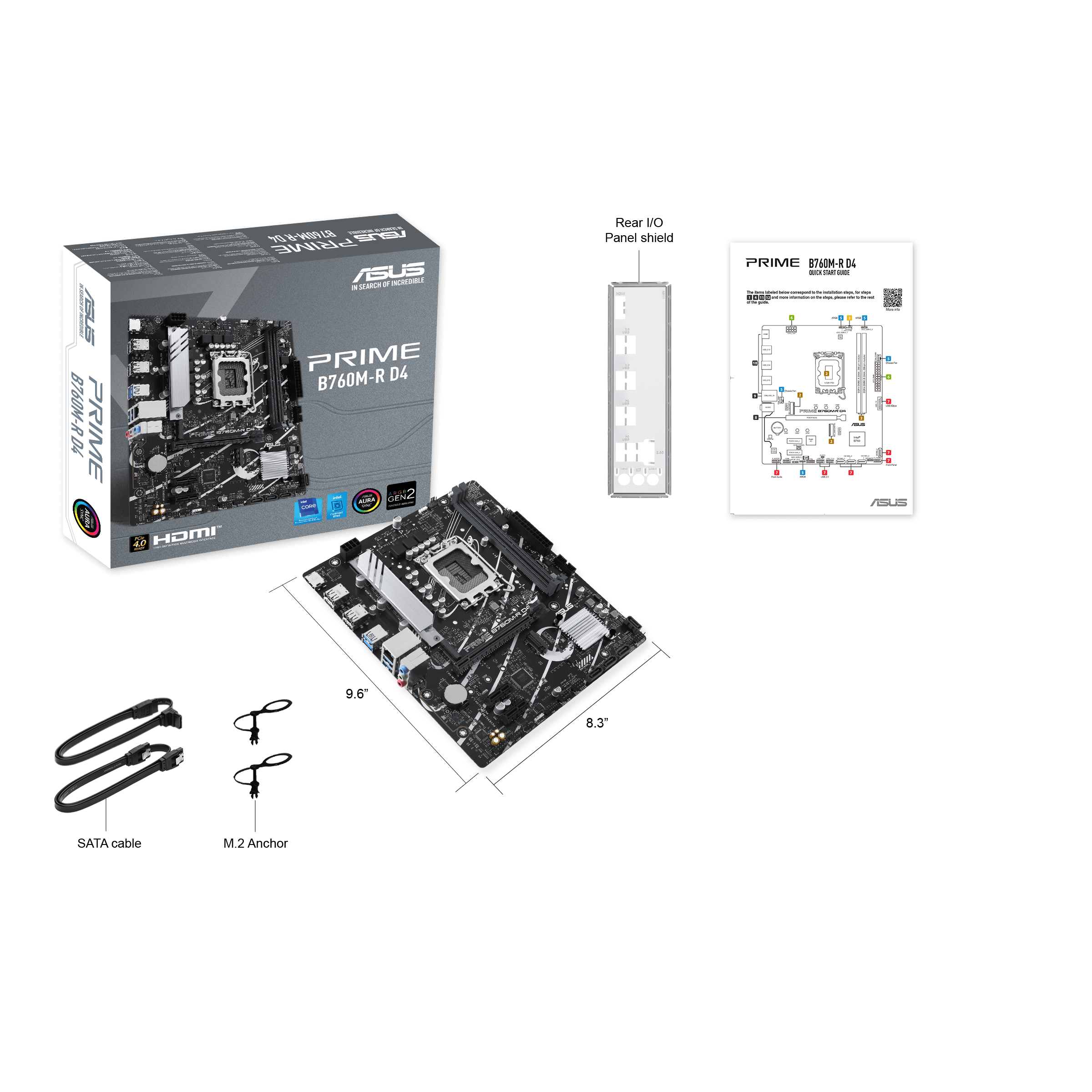Материнская плата ASUS PRIME B760M-R D4, LGA1700 2xDDR4 4xSATA3 2xM.2 RAID 1xHDMI mATX