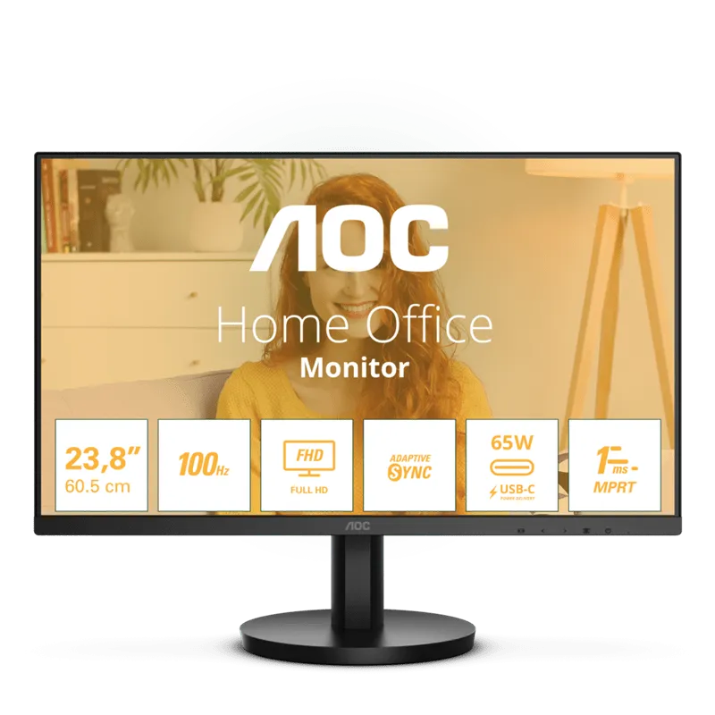 Монитор 23,8" AOC 24B3CA2/01 IPS 1920x1080 100Hz 1мс 250кд/м 1300:1 1xHDMI 1xUSB-C 2x2W Black — фото 1
