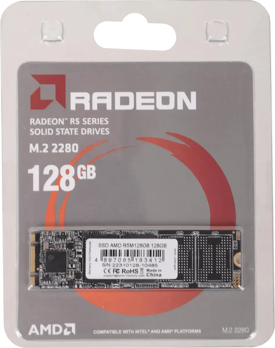 Твердотельный накопитель 128GB SSD AMD RADEON R5 M.2 2280 SATA3 R542Mb/s, W453MB/s R5M128G8