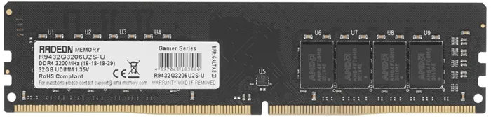 Оперативная память 32GB DDR4 3200MHz AMD Radeon R9 Gamer Series R9432G3206U2S-U