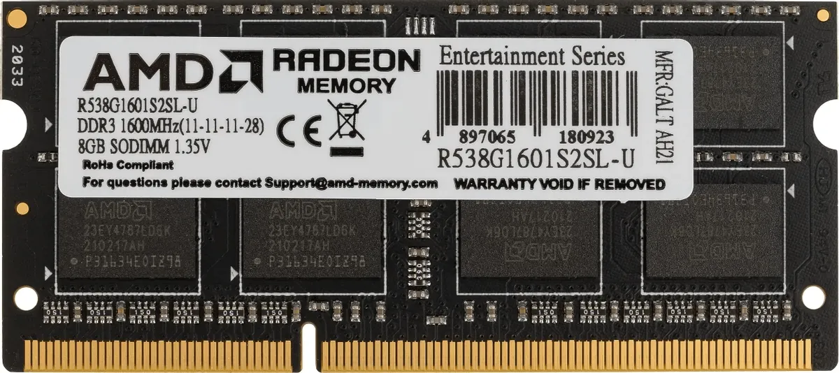 Оперативная память для ноутбука 8Gb DDR3L 1600MHz AMD Radeon R5 Entertainment Series R538G1601S2SL-U — фото 2