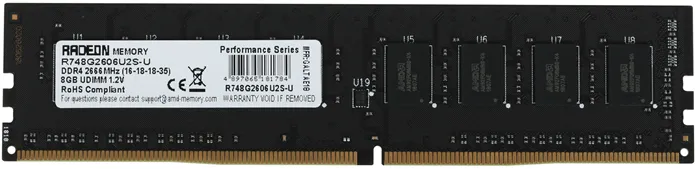 Оперативная память  8Gb DDR4 2666MHz AMD Radeon R7 Performance CL16 PC4-21300 288pin R748G2606U2S-U
