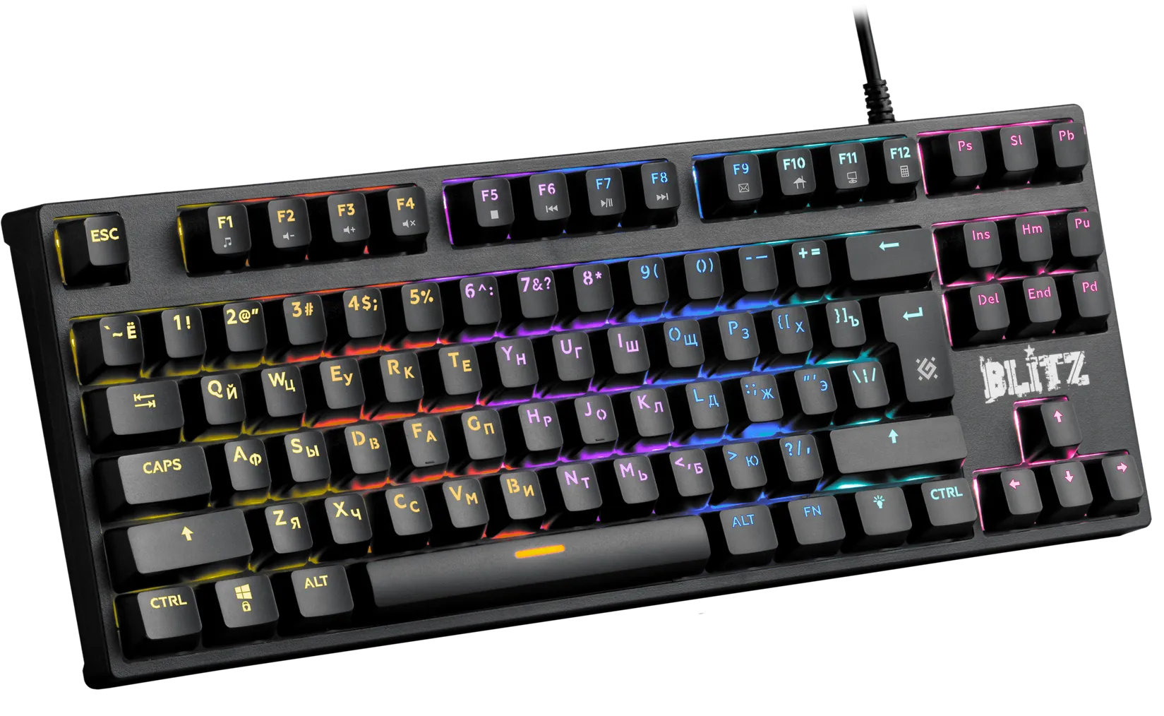 Клавиатура проводная игровая механическая Defender Blitz GK-240L RU,Rainbow (Черный), USB, ENG/RU, Н — фото 3