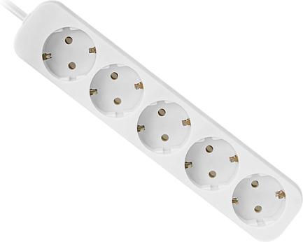 Удлинитель с заземлением Defender E518 1.8 м, 5 розеток, белый