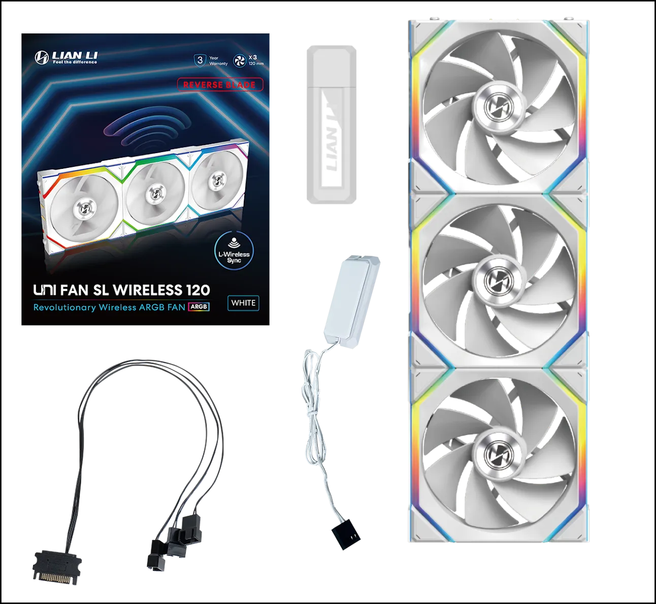 Вентилятор для корпуса Lian Li UNI FAN SL WIRELESS 120 3x120mm wit controller White G99.12RSL1W3W.00