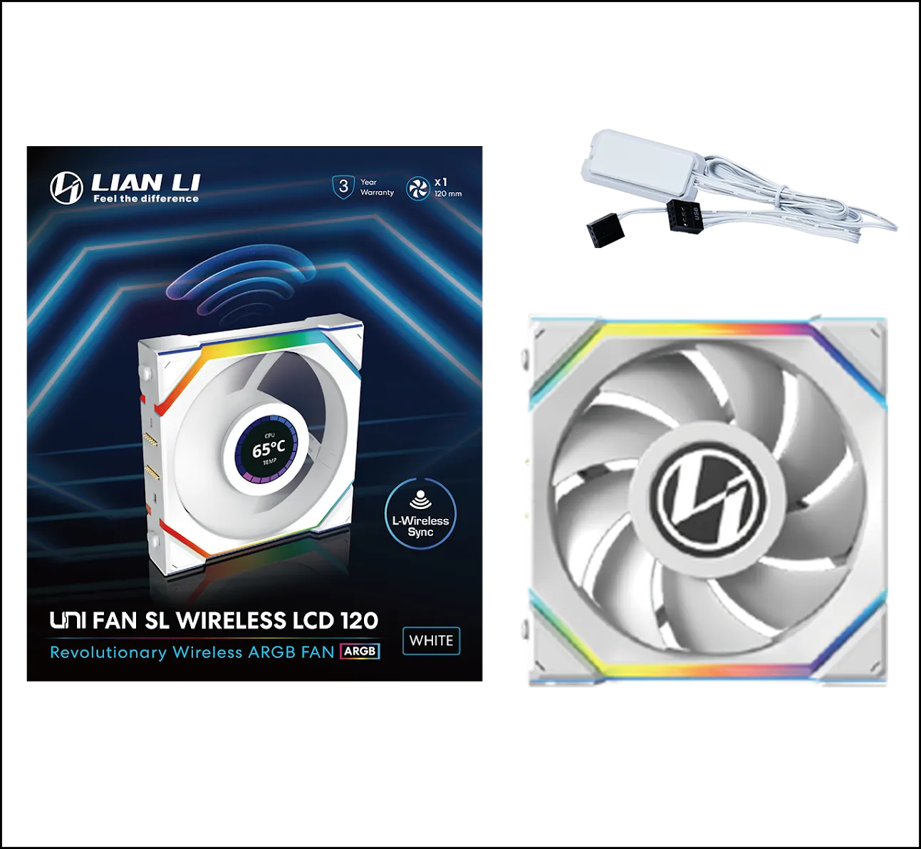 Вентилятор для корпуса Lian Li UNI FAN SL WIRELESS LCD 120mm No controller White G99.12SLLCD1W1W.00 — фото 2
