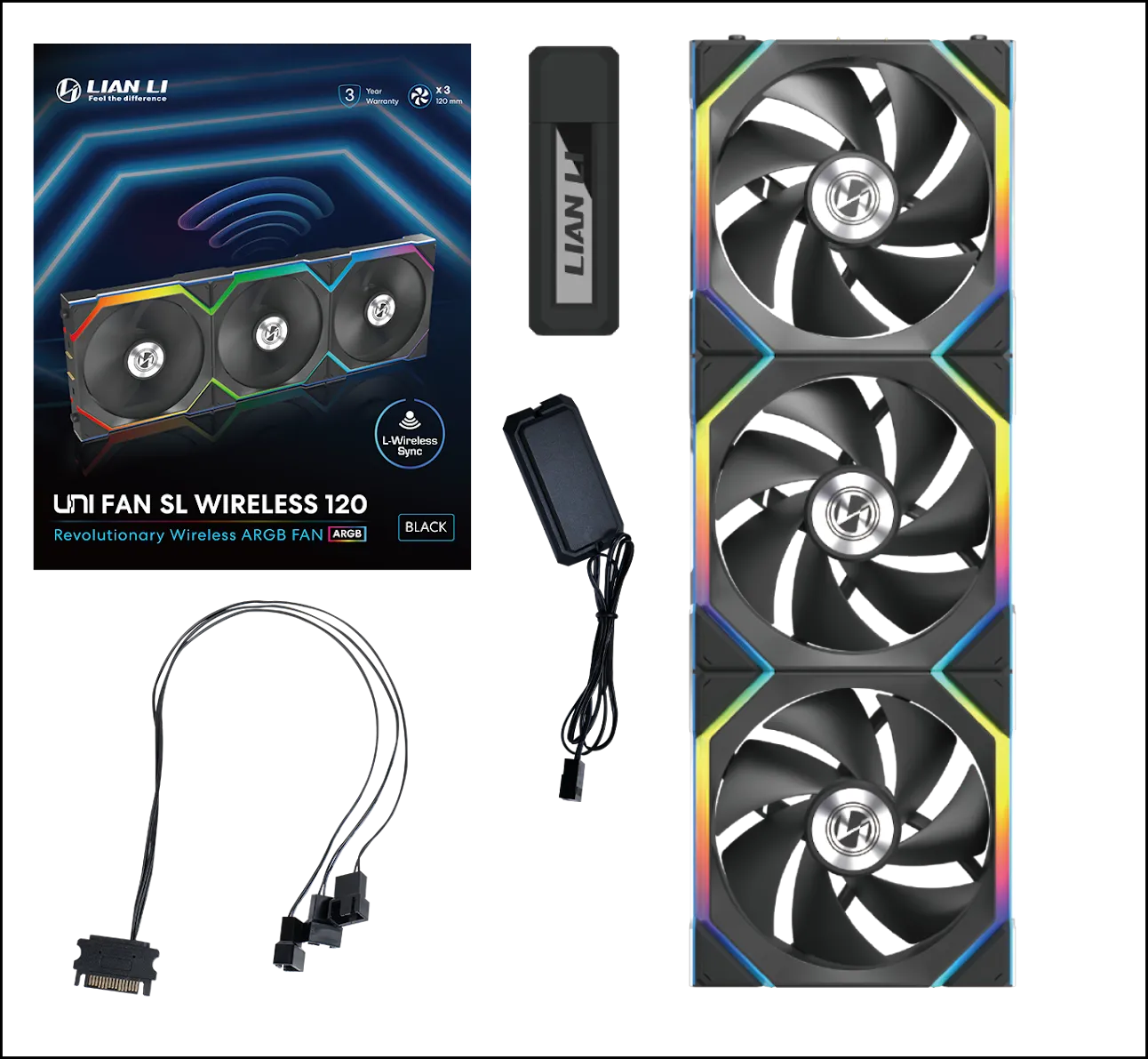 Вентилятор для корпуса Lian Li UNI FAN SL WIRELESS 120 3x120mm with controller Black G99.12SL1W3B.00 — фото 9