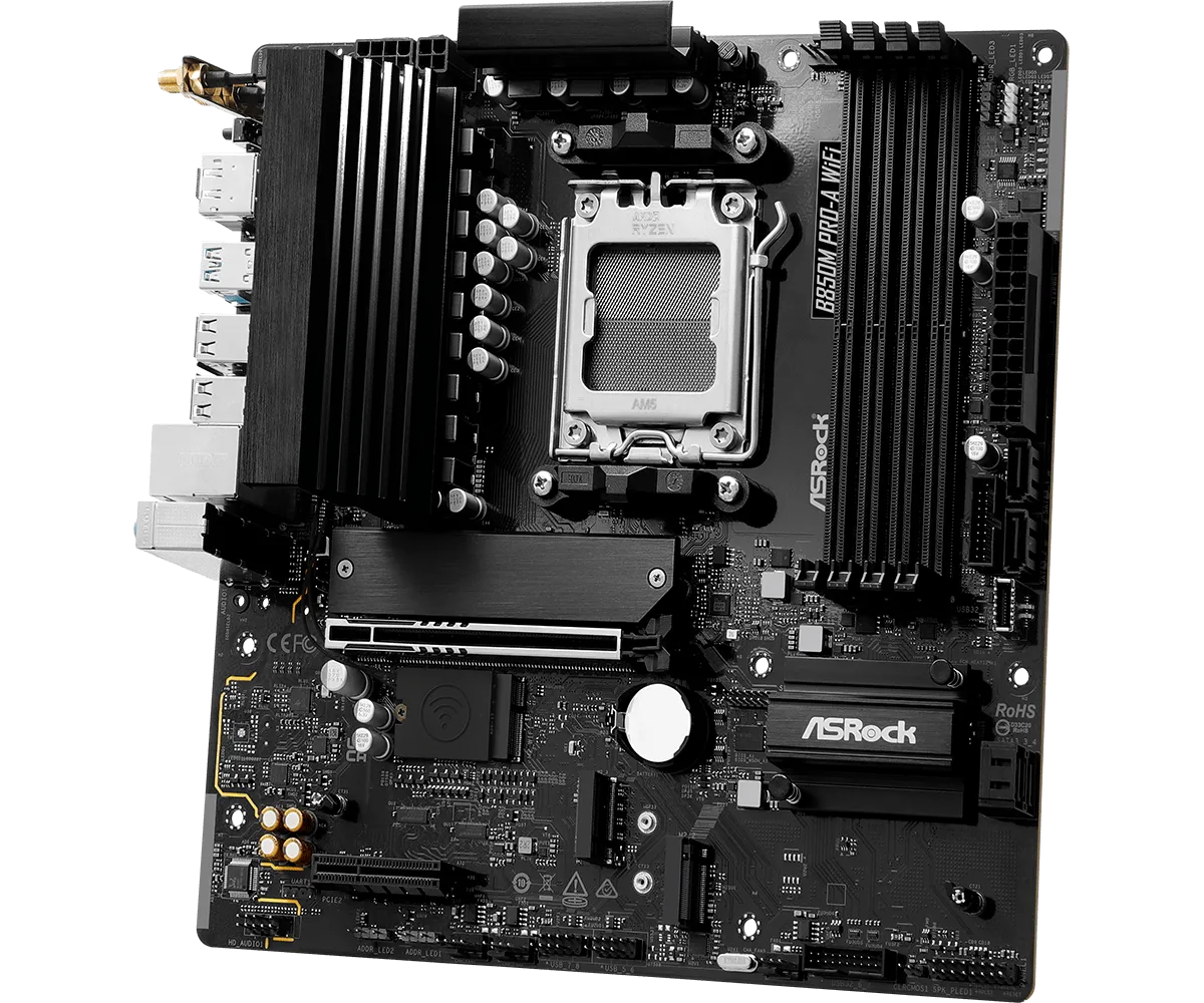 Материнская плата ASRock B850M PRO-A WIFI AM5 4xDDR5 4xSATA 3xM.2 15xUSB 1xHDMI 1xDP WiFi6E mATX — фото 5