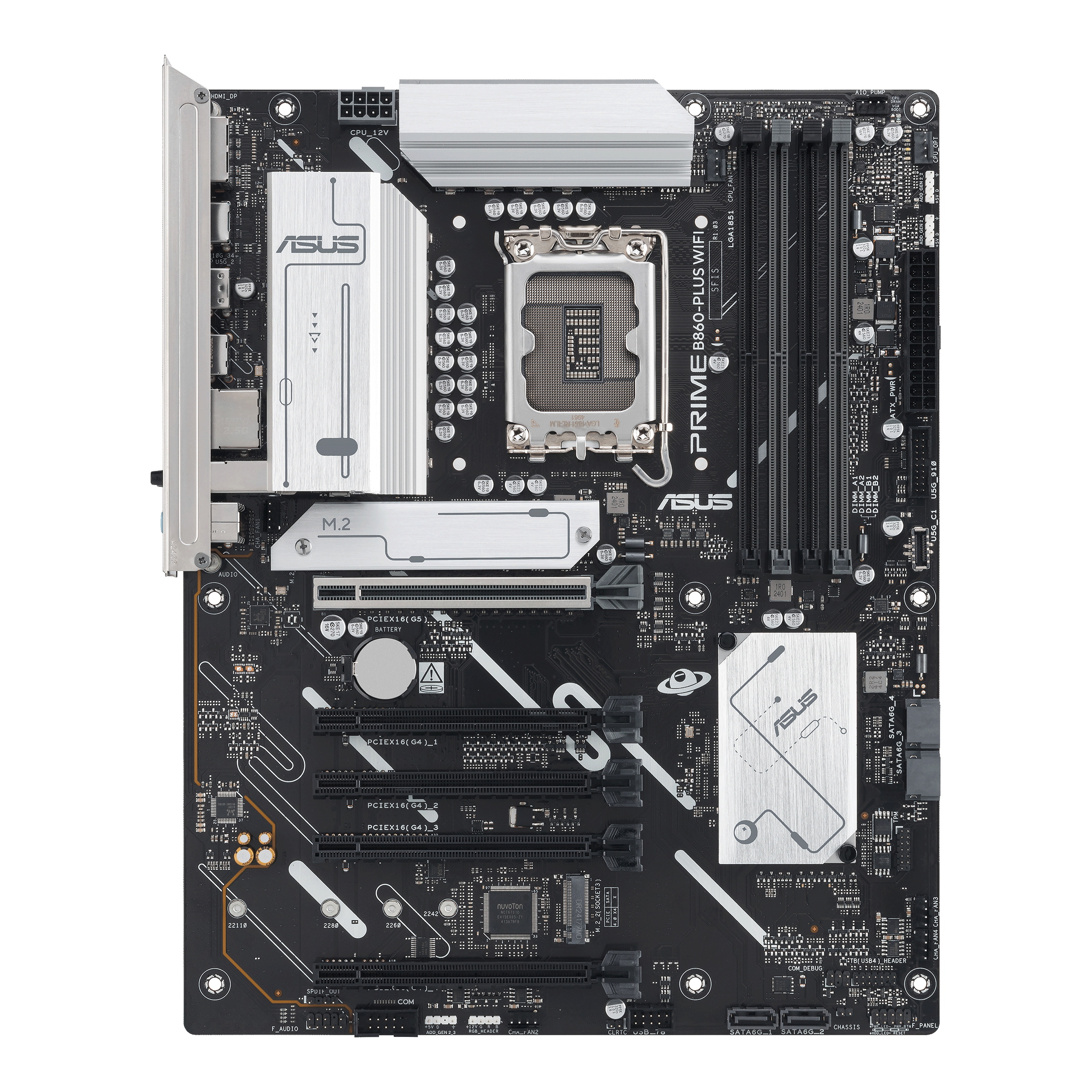 Материнская плата ASUS PRIME B860-PLUS WIFI, LGA1851 B860 4xDDR5 4xSATA 2xM.2 HDMI DP USB-C ATX