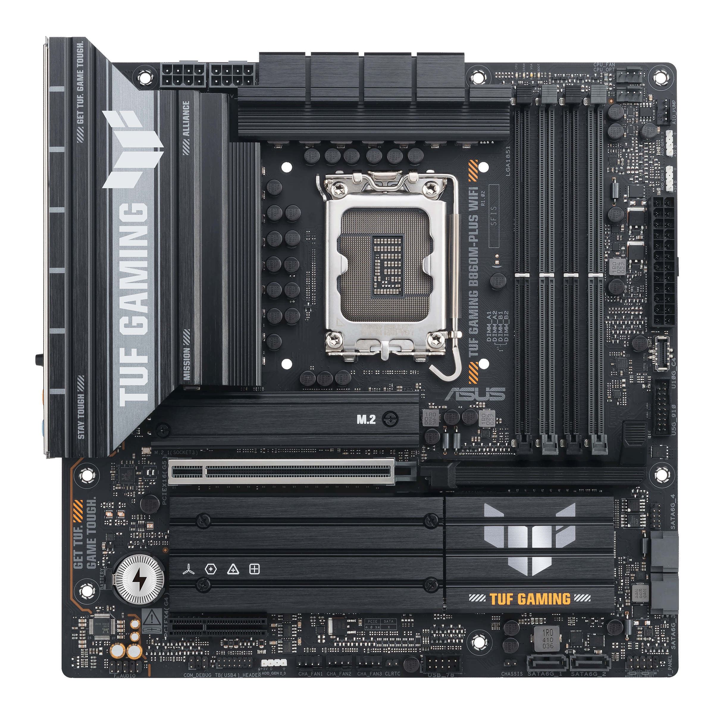 Материнская плата ASUS TUF GAMING B860M-PLUS WIF, LGA1851 B860 4xDDR5 4xSATA 3xM.2 HDMI DP mATX