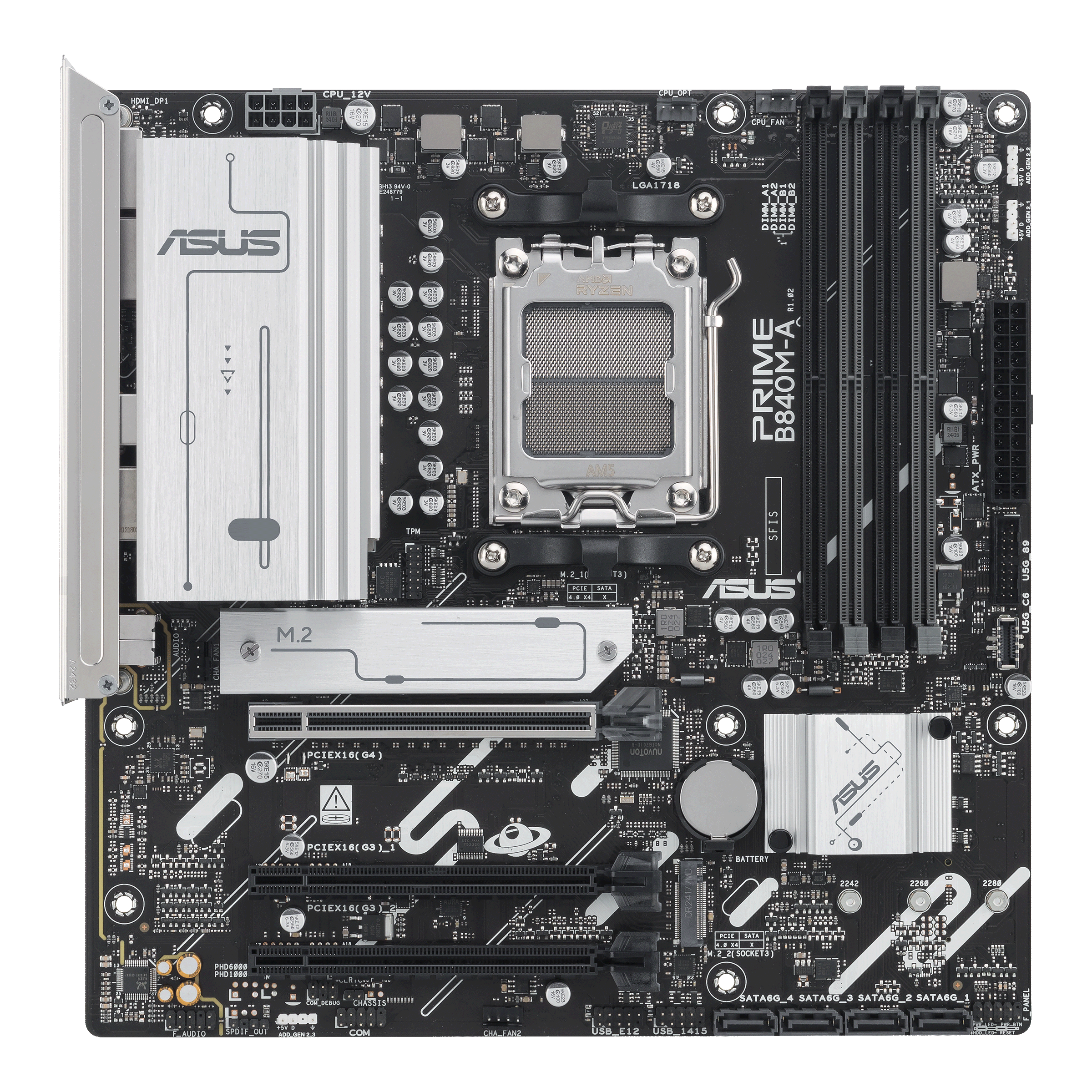 Материнская плата ASUS PRIME B840M-A-CSM AM5 4xDDR5 4xSATA 3xM.2 HDMI 2xDP mATX