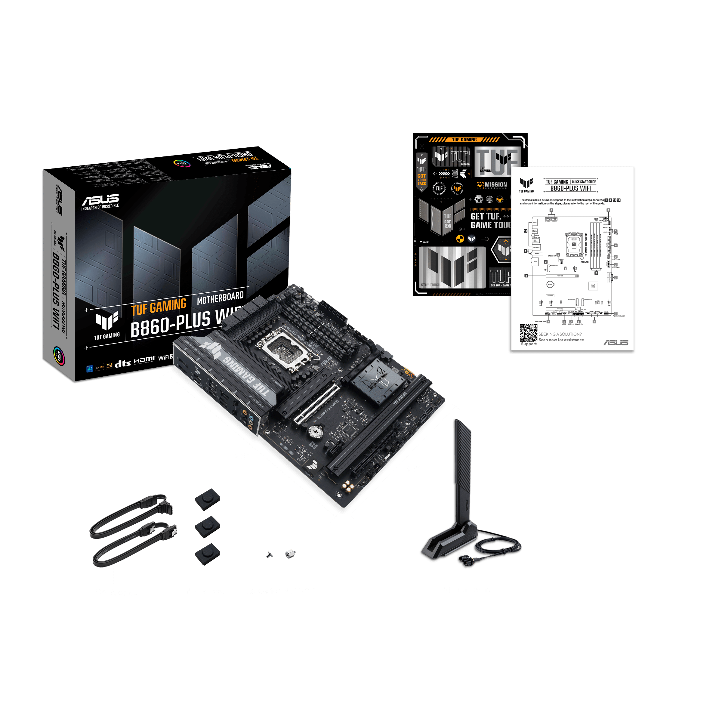 Материнская плата ASUS TUF GAMING B860-PLUS WIFI, LGA1851 B860 4xDDR5 4xSATA 3xM.2 HDMI DP ATX