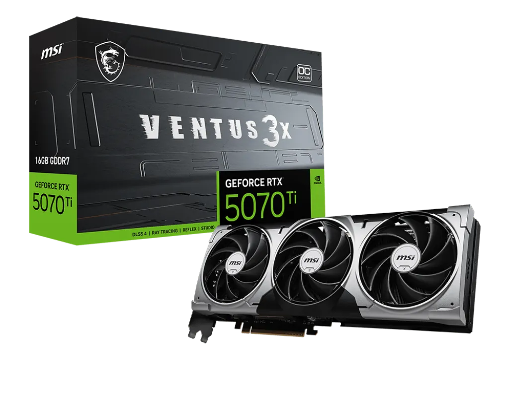 Видеокарта MSI GeForce RTX 5070 Ti 16G VENTUS 3X OC, 16Gb GDDR7 256-bit 1xHDMI 3xDP