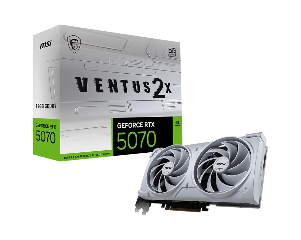 Видеокарта MSI GeForce RTX 5070 12G VENTUS 2X OC WHITE, 12Gb GDDR7 192-bit 1xHDMI 3xDP G5070-12V2CW
