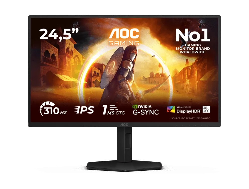 Монитор Игровой 24,5" AOC 25G4SXU/01 IPS 1920x1080 310Hz 1ms 400cdm 1000:1 2xHDMI 1xDP HAS Черный