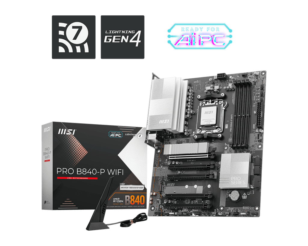 Материнская плата MSI PRO B840-P WIFI AM5 4xDDR5 4xSATA3 RAID 2xM.2 1xHDMI 1xType-C ATX