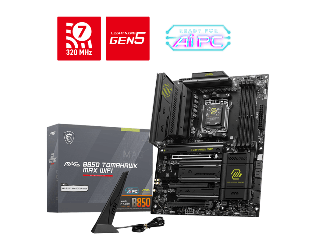 Материнская плата MSI MAG B850 TOMAHAWK MAX WIFI AM5 4xDDR5 4xSATA3 RAID 4xM.2 HDMI 3xType-C ATX