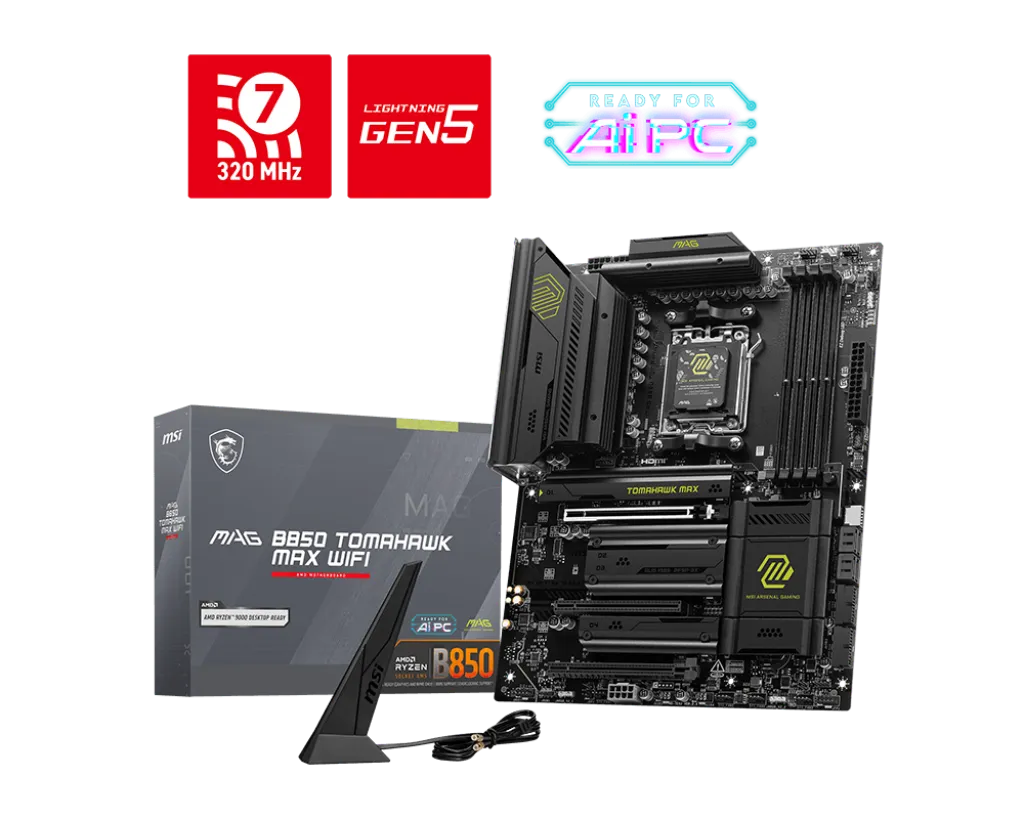 Материнская плата MSI MAG B850 TOMAHAWK MAX WIFI AM5 4xDDR5 4xSATA3 RAID 4xM.2 HDMI 3xType-C ATX
