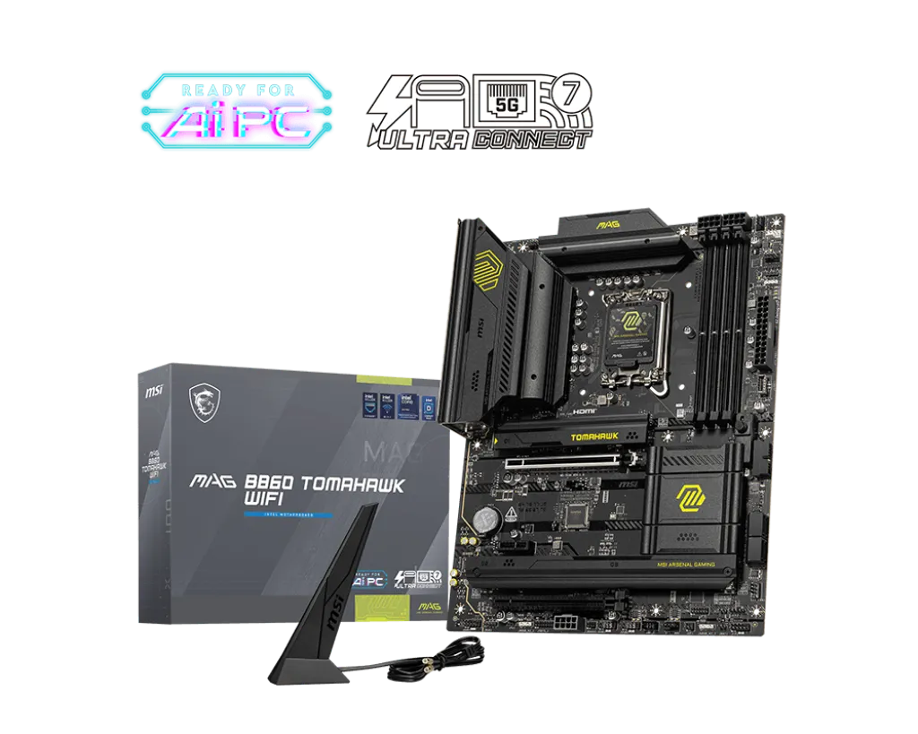 Материнская плата MSI MAG B860 TOMAHAWK WIFI LGA1851 4xDDR5 4xSATA3 RAID 3xM.2 HDMI DP 2xType-C ATX