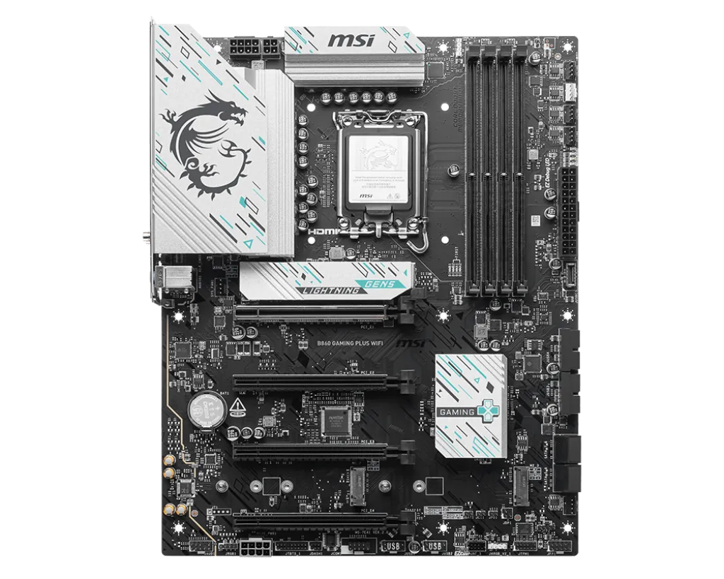 Материнская плата MSI B860 GAMING PLUS WIFI LGA1851 4xDDR5 4xSATA3 RAID 3xM.2 HDMI DP Type-C ATX — фото 2
