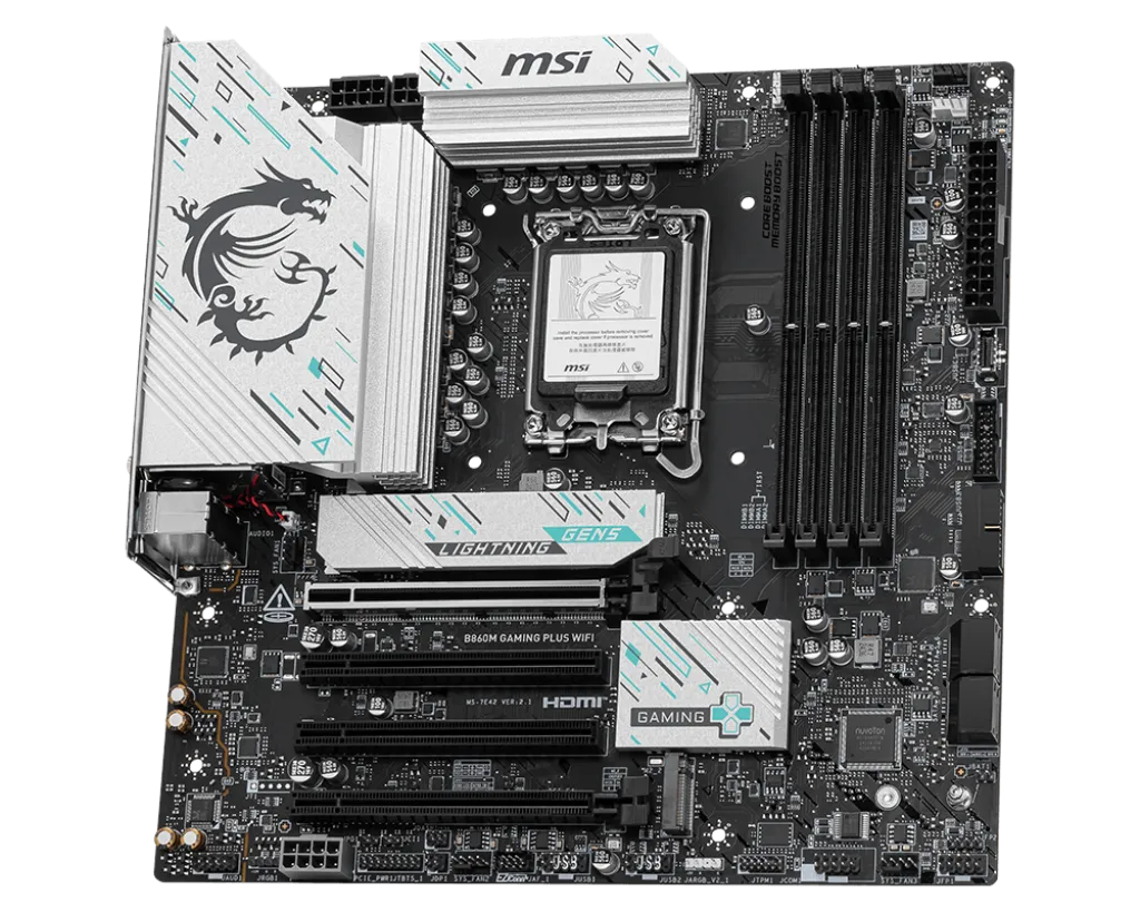 Материнская плата MSI B860M GAMING PLUS WIFI LGA1851 4xDDR5 4xSATA3 RAID 3xM.2 HDMI DP 2xType-C mATX — фото 3