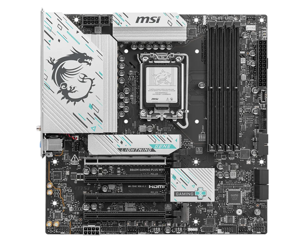 Материнская плата MSI B860M GAMING PLUS WIFI LGA1851 4xDDR5 4xSATA3 RAID 3xM.2 HDMI DP 2xType-C mATX — фото 2