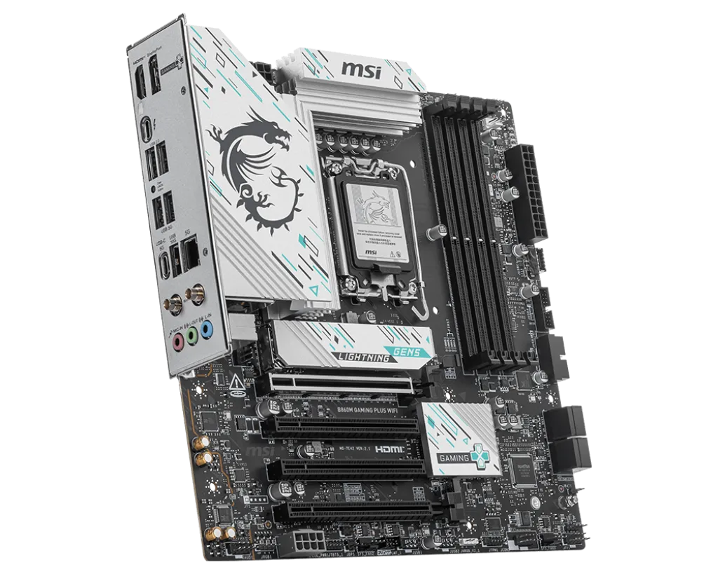 Материнская плата MSI B860M GAMING PLUS WIFI LGA1851 4xDDR5 4xSATA3 RAID 3xM.2 HDMI DP 2xType-C mATX — фото 4