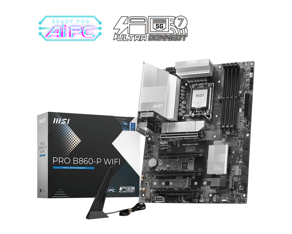 Материнская плата MSI PRO B860-P WIFI LGA1851 4xDDR5 4xSATA3 RAID 3xM.2 HDMI Type-C DP ATX