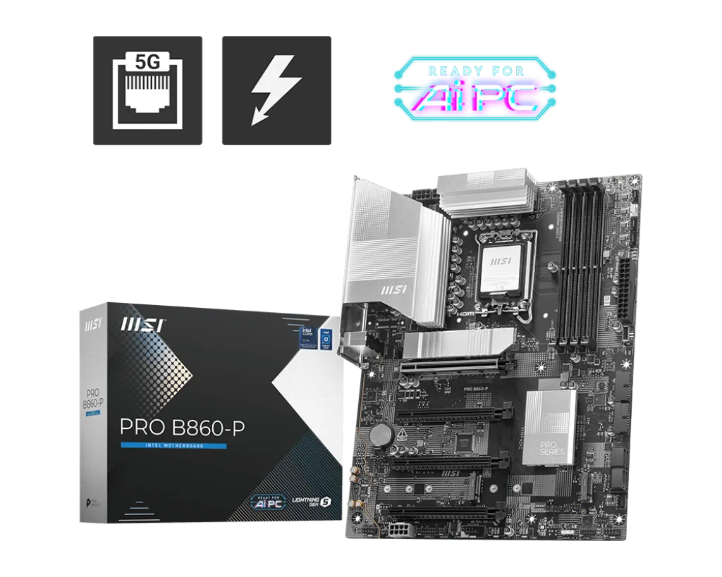 Материнская плата MSI PRO B860-P LGA1851 4xDDR5 4xSATA3 RAID 3xM.2 HDMI Type-C DP ATX