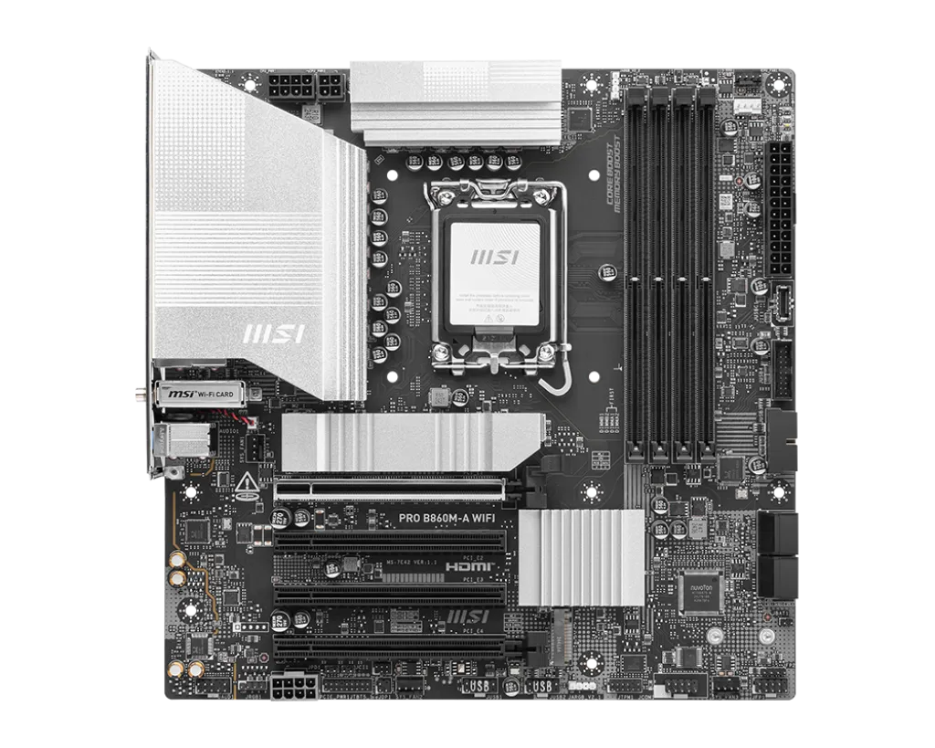 Материнская плата MSI PRO B860M-A WIFI LGA1851 4xDDR5 4xSATA3 RAID 3xM.2 HDMI 2xType-C DP mATX — фото 2