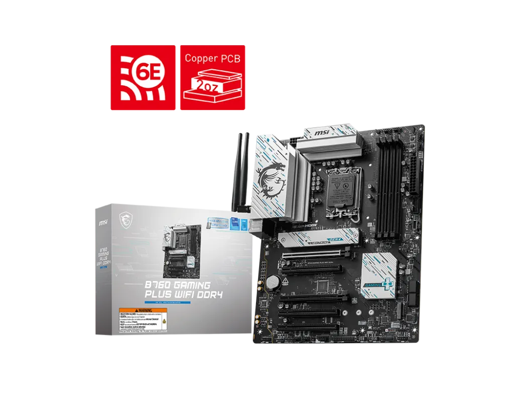 Материнская плата MSI B760 GAMING PLUS WIFI DDR4 LGA1700 B760 4xDDR4 4xSATA3 RAID 2xM.2 HDMI DP ATX