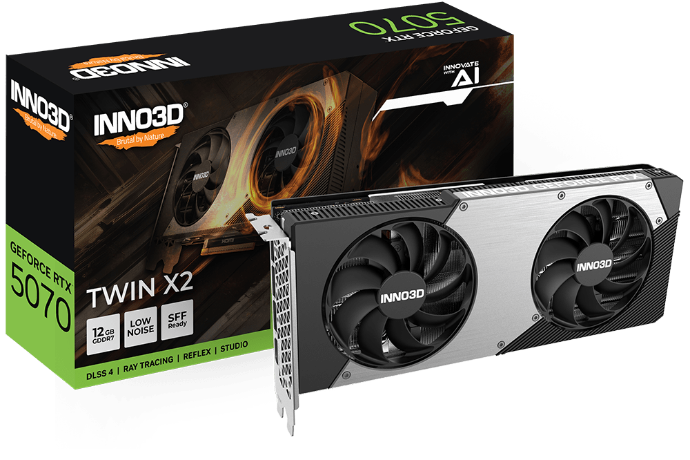Видеокарта Inno3D GeForce RTX5070 TWIN X2, 12G GDDR7 192-bit 1xHDMI 3xDP N50702-12D7-195064N