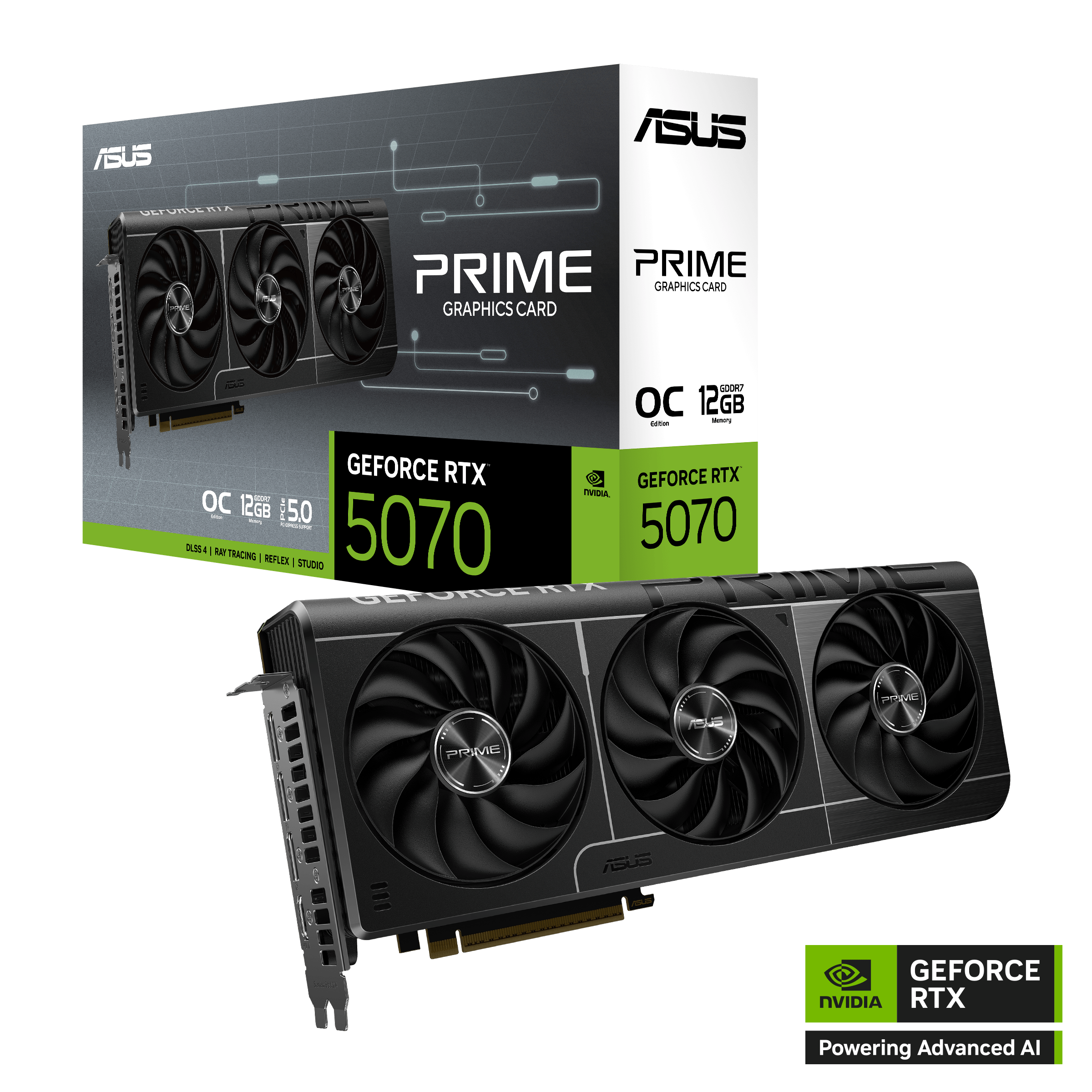 Видеокарта ASUS GeForce RTX5070 PRIME OC Edition 12Gb GDDR7 192-bit 1xHDMI 3xDP PRIME-RTX5070-O12G
