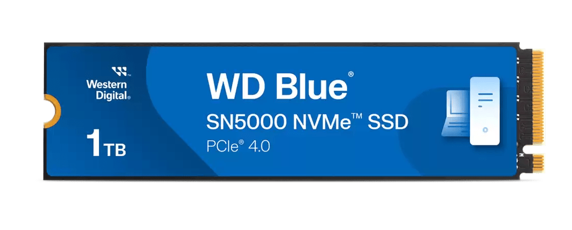 Твердотельный накопитель 1000GB SSD WD BLUE SN5000 M.2 2280 NVMe 4.0 R5150MB/s W4900MB/s WDS100T4B0E