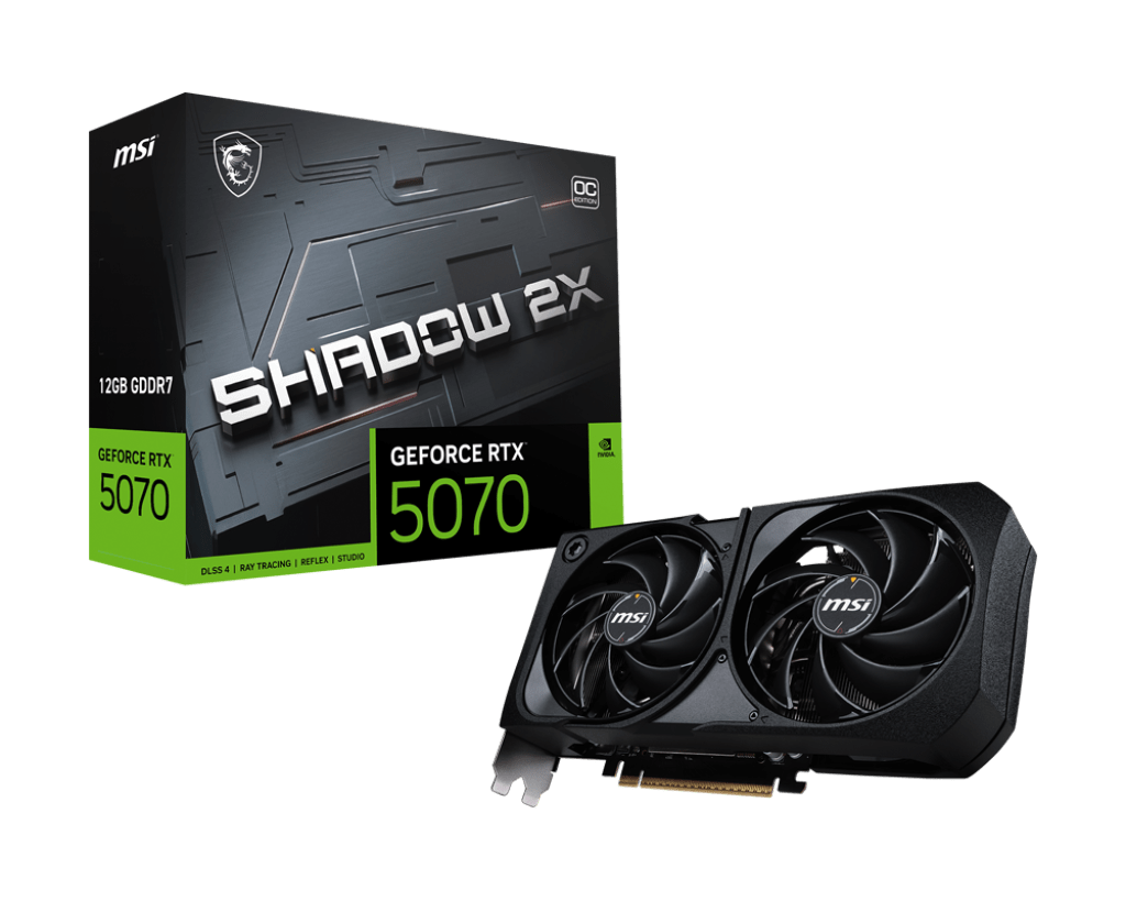 Видеокарта MSI GeForce RTX 5070 12G SHADOW 2X OC, 12Gb GDDR7 192-bit 1xHDMI 3xDP G5070-12S2C