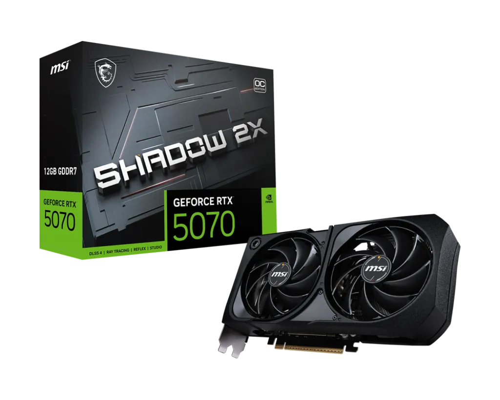 Видеокарта MSI GeForce RTX 5070 12G SHADOW 2X OC, 12Gb GDDR7 192-bit 1xHDMI 3xDP G5070-12S2C